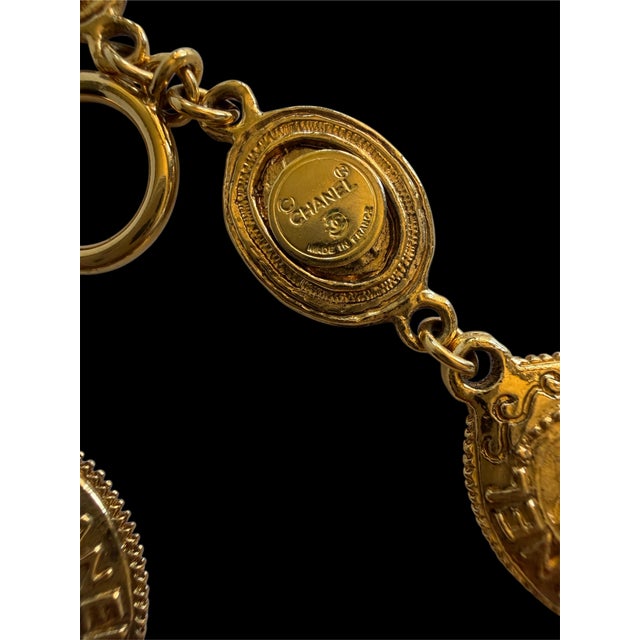 70s Chanel Bracelet Seal Charm Double C CC Gold Plated Logo Coco Vintage For Sale - Image 12 of 17