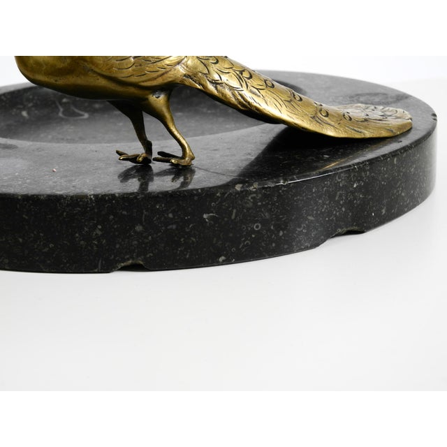 Large Black Granite Valet Tray with a Brass Peacock, 1920s For Sale - Image 17 of 18