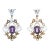 Antique Edwardian Earrings Amethyst White Enamel 14k Yellow Gold 1.5" Drops, A Pair For Sale
