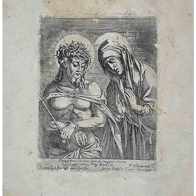 Jesus and Virgin Mary, Original Etching, Late 18th-Century For Sale - Image 3 of 3
