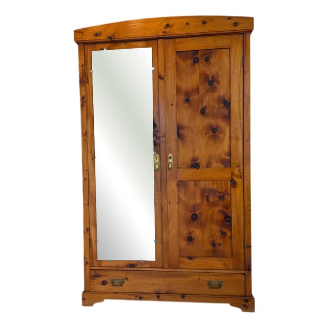 Swiss Pine Wardrobe with Mirror For Sale