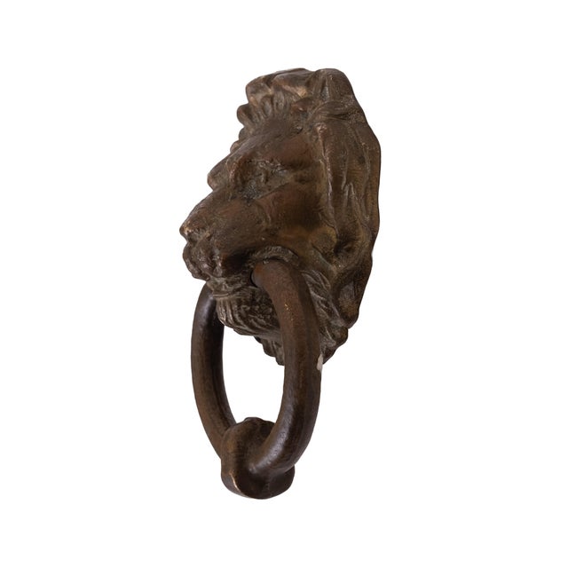 Antique Bronze Lions Head Door Knocker, 1880s For Sale - Image 4 of 8