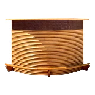 Mid 20th Century Vintage Coastal Bent Rattan Dry Tiki Bar For Sale