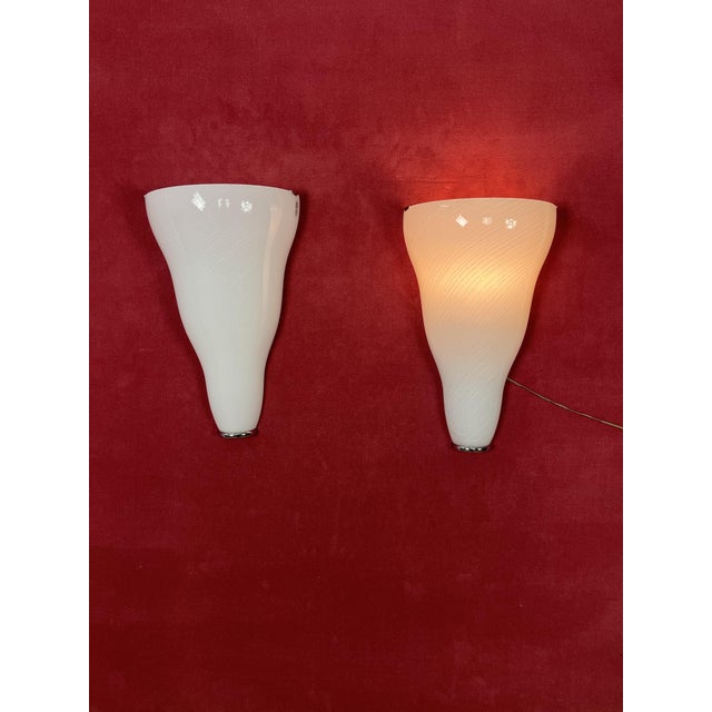 1980s Large Murano Glass Wall Lamps from Leucos, 1980s, Set of 2 For Sale - Image 5 of 18