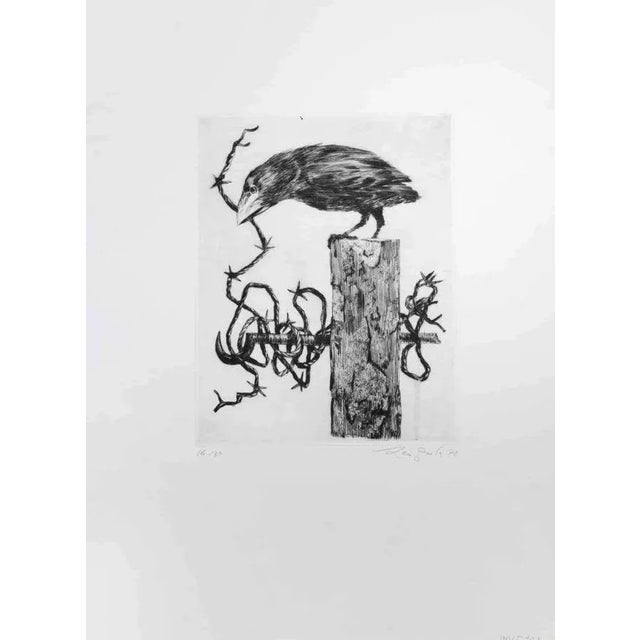 Crow is an artwork realized by the Contemporary Italian artist Leo Guida (1992 - 2017) in 1972. Original black and white...