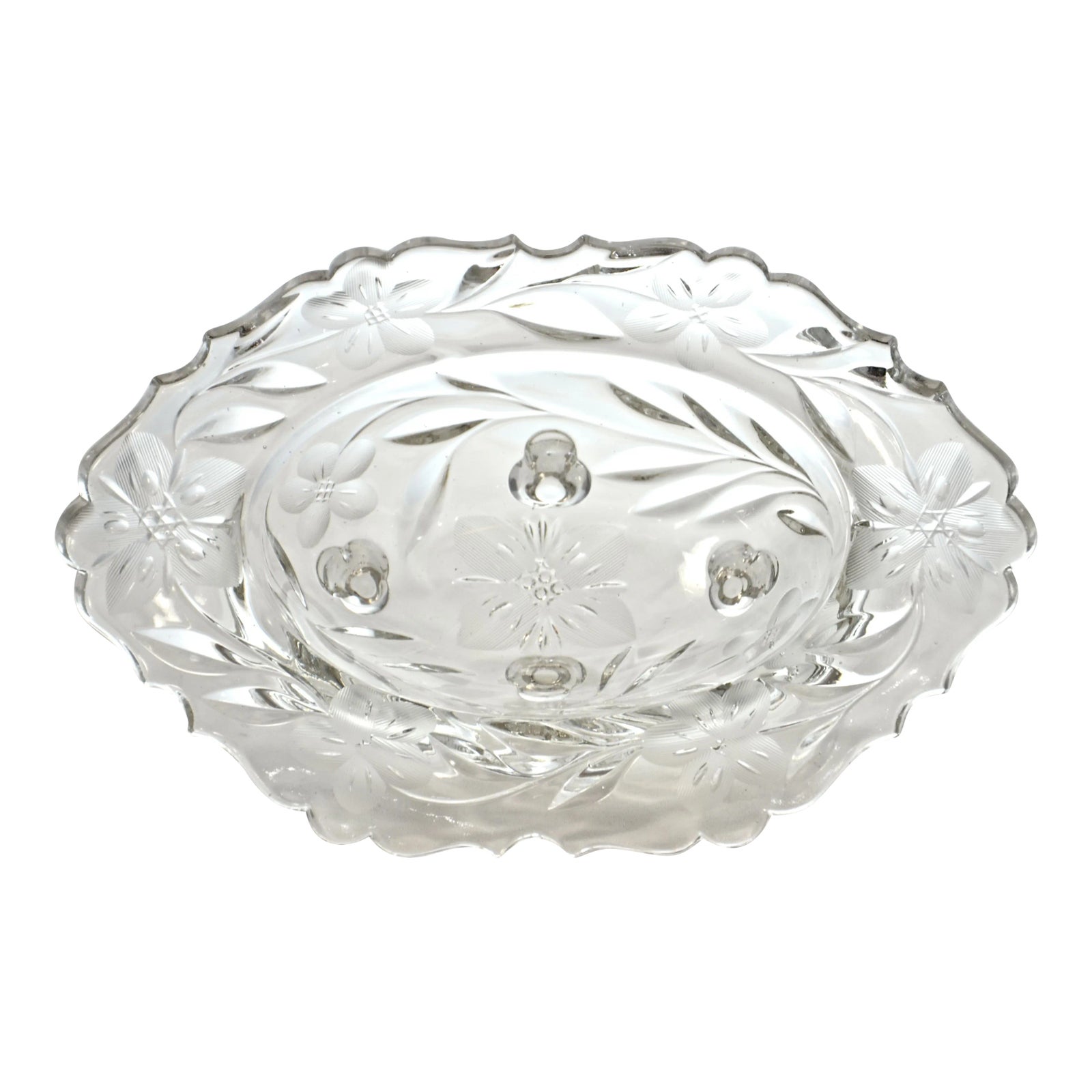 CutCrystal Oval Footed Bowl Chairish