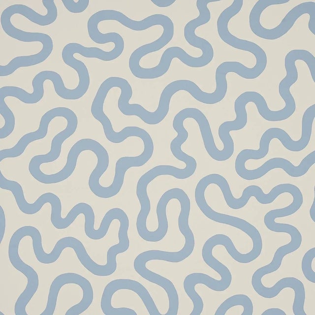 Not Yet Made - Made To Order Sample - Schumacher Riley Wallpaper in Sky on Ivory For Sale - Image 5 of 5