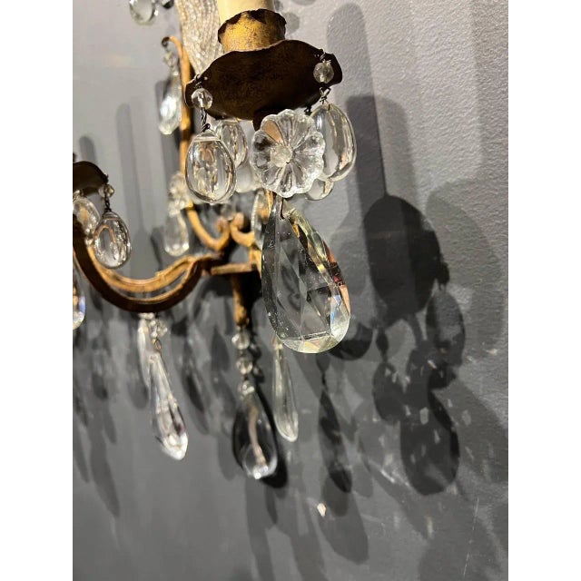 Maison Baguès Pair of 1930’s Bagues Crystal Sconces For Sale - Image 4 of 11