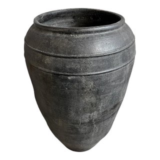 Madrid Black Earth Ware Vintage Pot Planter For Sale