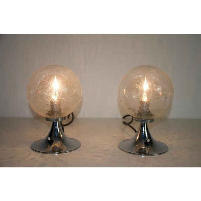 Vintage German Chrome and Glass Table Lamps, 1960s, Set of 2 For Sale - Image 9 of 12
