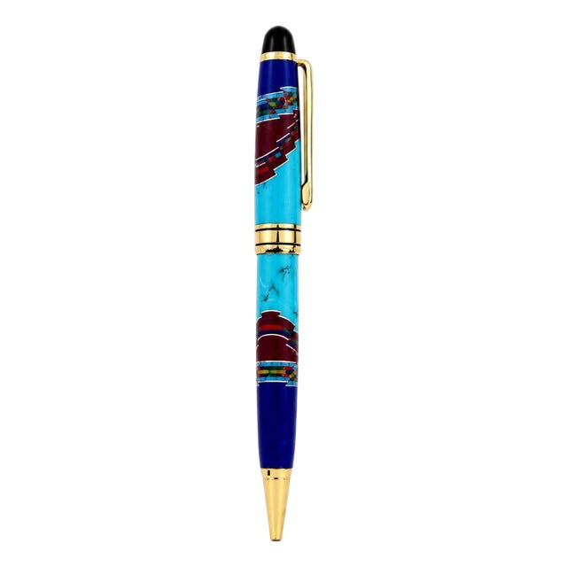 David Rosales Gemstone Pen Southwest Turquoise Ruby Lapis Finely Crafted For Sale