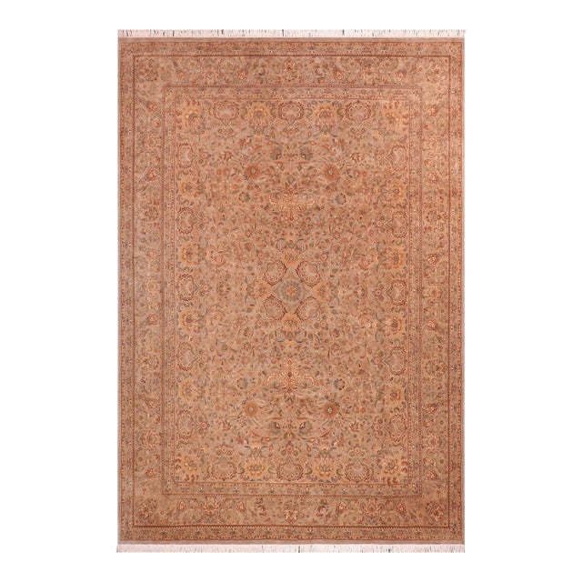 Shabby Chic Floral 1990's Pak-Persian Gray/Gray Wool Rug - 9'1'' X 12'3'' For Sale