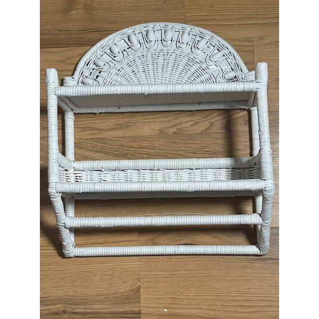 White Vintage White Wicker Wall Shelve For Sale - Image 8 of 8