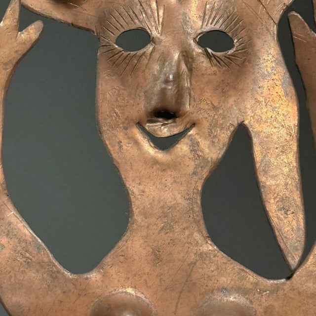 1950s Georges Liautaud (Haitian 1899-1991) Vintage Folk Art Vendor Woman Copper Sculpture, Signed For Sale - Image 5 of 8