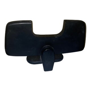 Crate & Barrel Black Abstract Wooden Bull Sculpture For Sale