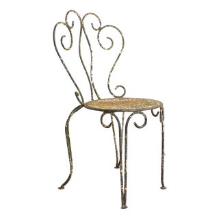 Vintage French Decorative Garden Chair in Iron, 1950s For Sale