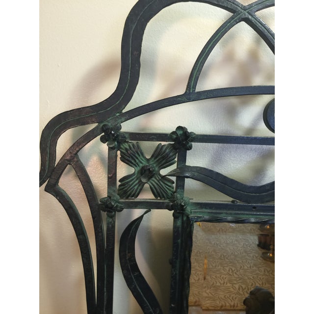 Edgar Brandt Antique French Art Nouveau (Circa 1895-1910)Wrought Iron Hall Console With Mirror Attributed to Edgar Brandt For Sale - Image 4 of 12