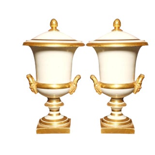 Antique Vases in Paris Porcelain, 1830, Set of 2 For Sale