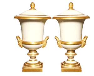 Antique Vases in Paris Porcelain, 1830, Set of 2