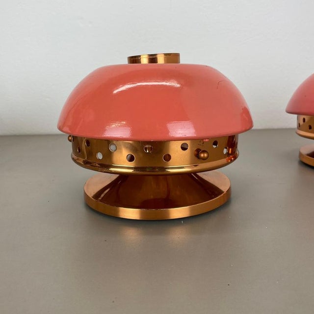 Pink Pink Spot Ceiling Light Flush Mount in the style of Stilnovo, Italy, 1950s, Set of 2 For Sale - Image 8 of 18