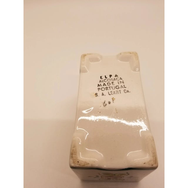 Portuguese Pottery Stem Vase With Handpainted Flowers For Sale - Image 4 of 5