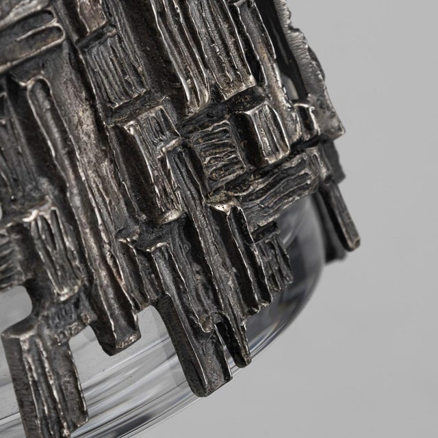 Glass Vintage Brutalist Silver-Plated Ice Bucket, 1960s For Sale - Image 7 of 13