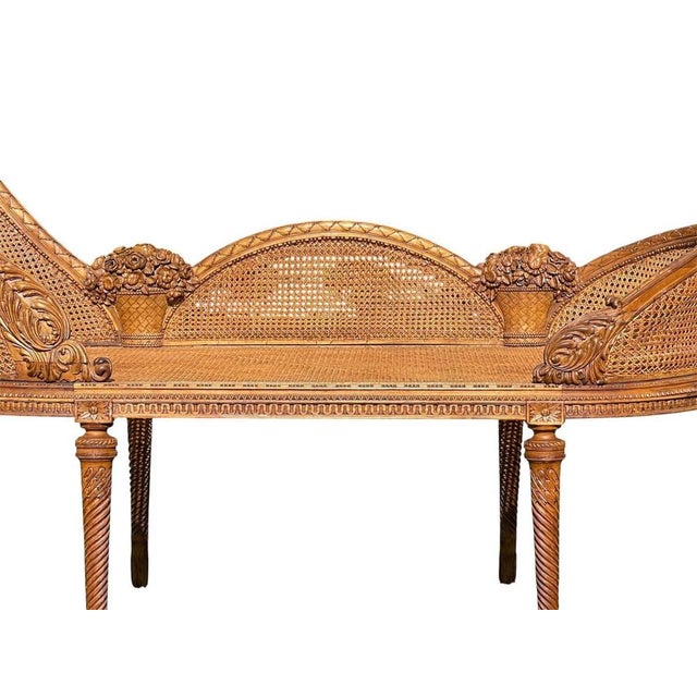 Period: 19th century Style: Louis 16th, Directory Condition: Good condition Material: Wallnut "Louis XVI Style Cane Bench"...