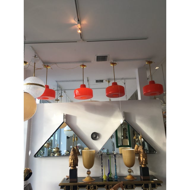 1970s Italian Orange Murano Glass Pendant Light Fixture ...