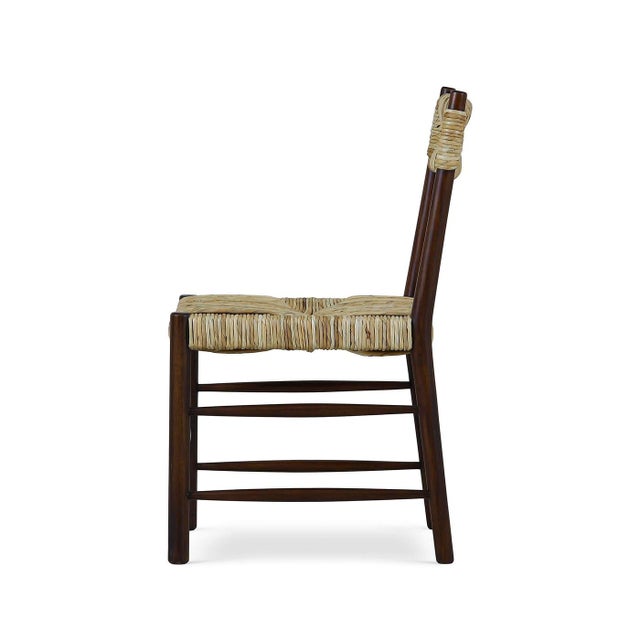 Textile Rustic Rush Seat Dining Chair in Dark Wood For Sale - Image 7 of 11