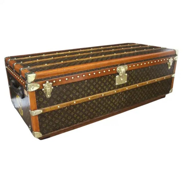 Steamer Trunk in Stenciled Monogram from Vuitton Trunk, 1920s For Sale - Image 15 of 15
