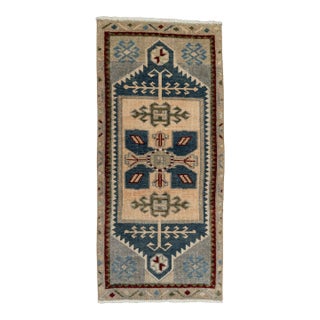 Turkish Mini Rug Oriental Hand Knotted Vintage Rug 1'6" x 3'4" #21105 For Sale