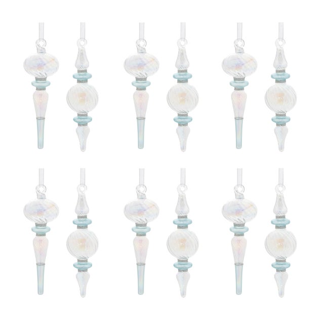 Contemporary Iridescent Finial Drop Ornament (Set of 12) For Sale - Image 3 of 3