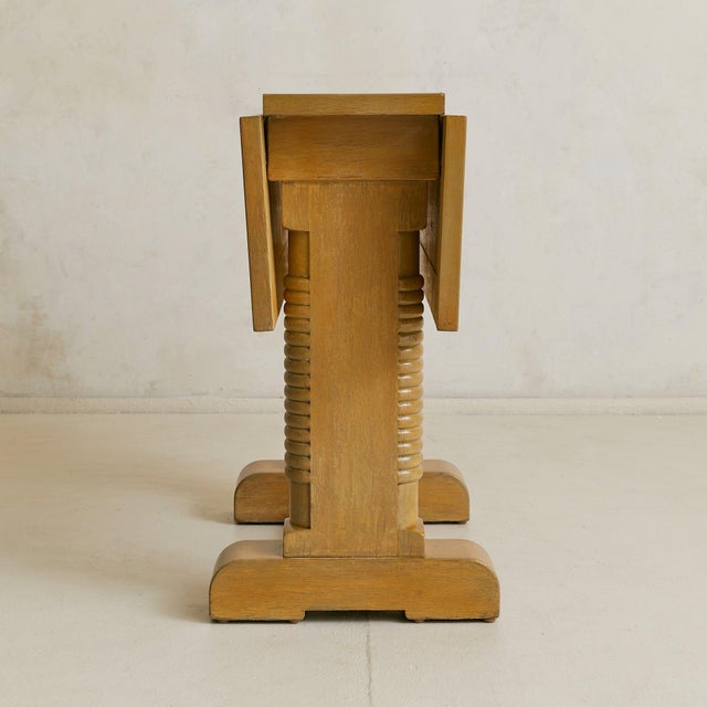 Mid-Century Modern French Oak Drop-Leaf Side Table in the Manner of Charles Dudouyt, 1940s For Sale - Image 3 of 11