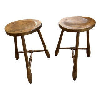 Solid Birch Three Legged Mortised & Tenon Stool by Hale of Vermont -a Pair For Sale