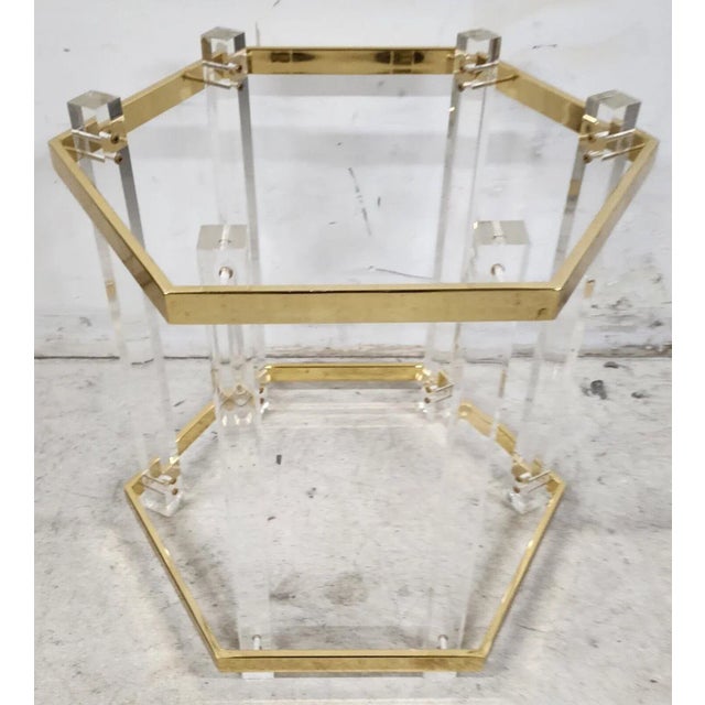Lucite Side Table 24 Karat Gold Plated Charles Hollis Jones Style For Sale - Image 9 of 11