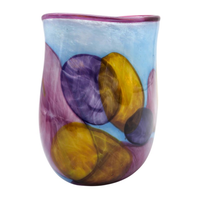 Glass Brubaker Hand-Blown Abstract Art Glass Vase 7" For Sale - Image 7 of 13