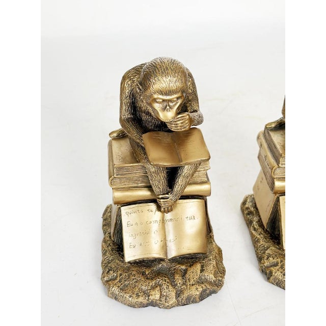 Bookends Depicting Sculptures of Monkeys in Gilded Metal, France, 1970s, Set of 2 For Sale - Image 6 of 14