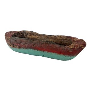 Mid 20th Century Elongated Carved Wood Bowl For Sale