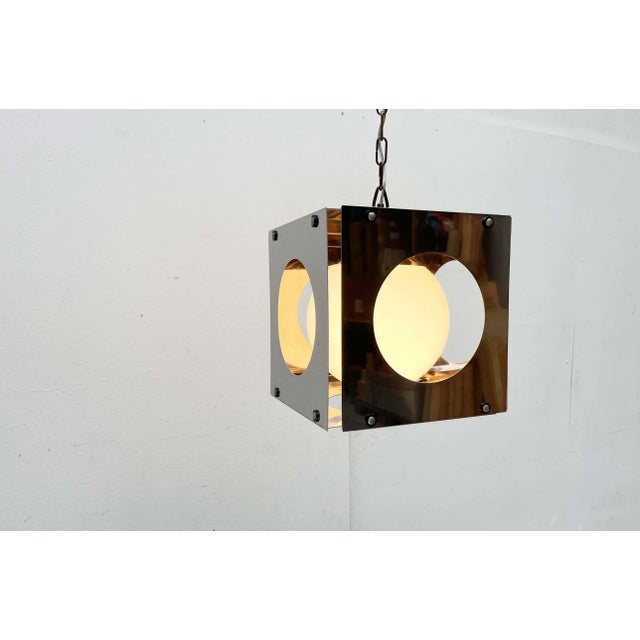 Mid-Century Modern Italian Space Age Cubo Metal and Glass Pendant Lamp from Tronconi, 1960s For Sale - Image 16 of 18