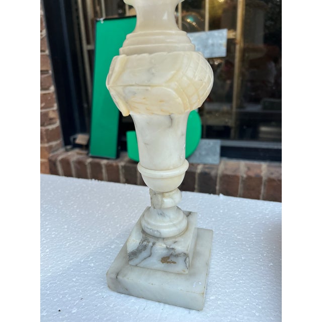 White Pair of 1970s Marble Base Detailed Lamps For Sale - Image 8 of 12