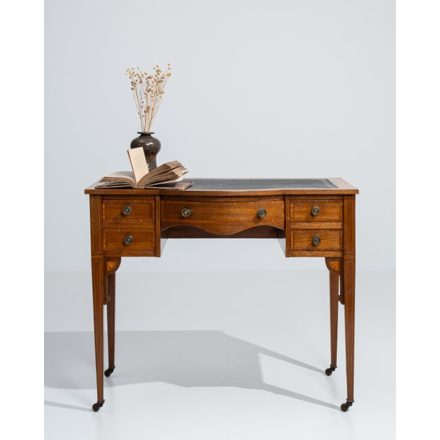 19th Century Edwardian Desk With Leather Top For Sale - Image 11 of 13
