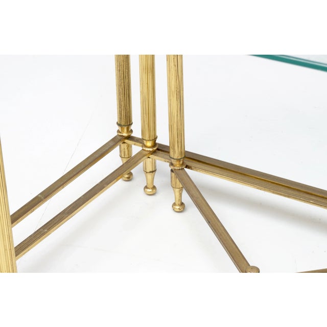 Glass Top and Brass Nesting Tables, 1950s, Set of 3 For Sale - Image 9 of 12