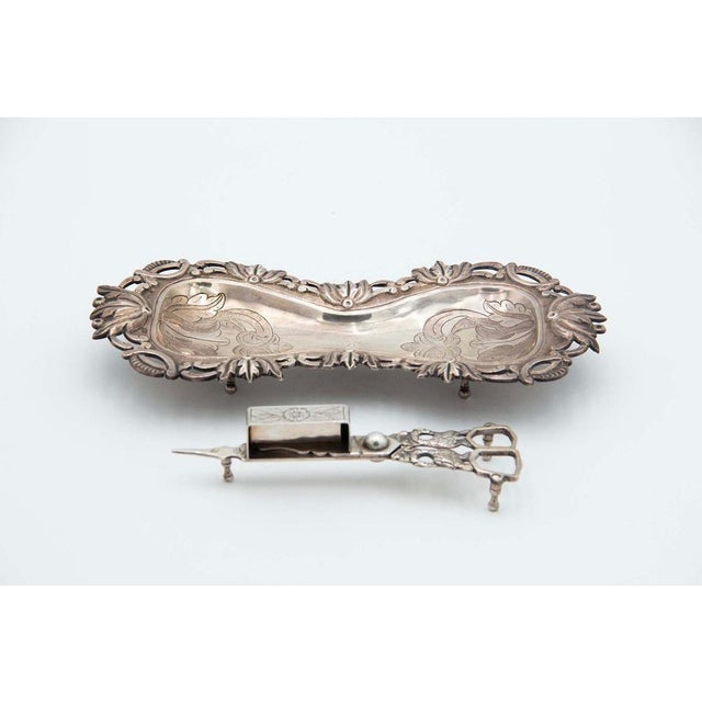 Silver Morrões Tray and Scissors with Cutouts, Set of 2, in Good conditions.