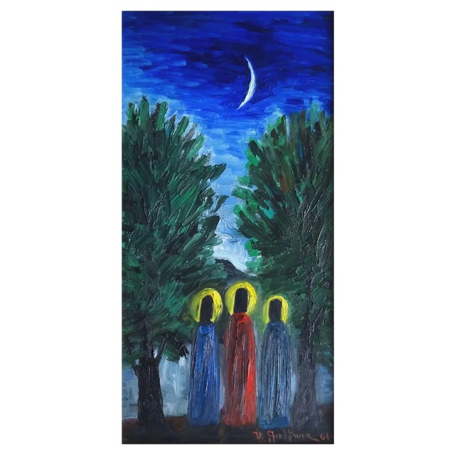 Veikko Aaltona, Bible Motive, Oil on Canvas, 1980s For Sale