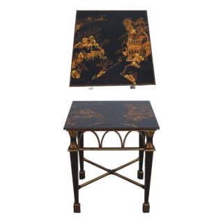 Chinoiserie Gold & Black Lacquer Occasional Lamp Table For Sale