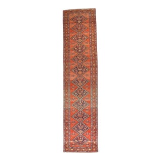 Antique Geometric Persian Malayer Runner - 3'5" x 16'9" For Sale