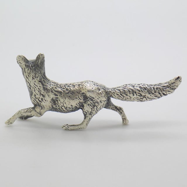 Metal Vintage Italian Handmade Silver Hunting Fox Figurine, Tuscany, 1970s For Sale - Image 7 of 12