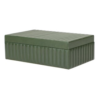 Eton Green Ribbed Vegan Leather Hospitality Grade Storage Box For Sale