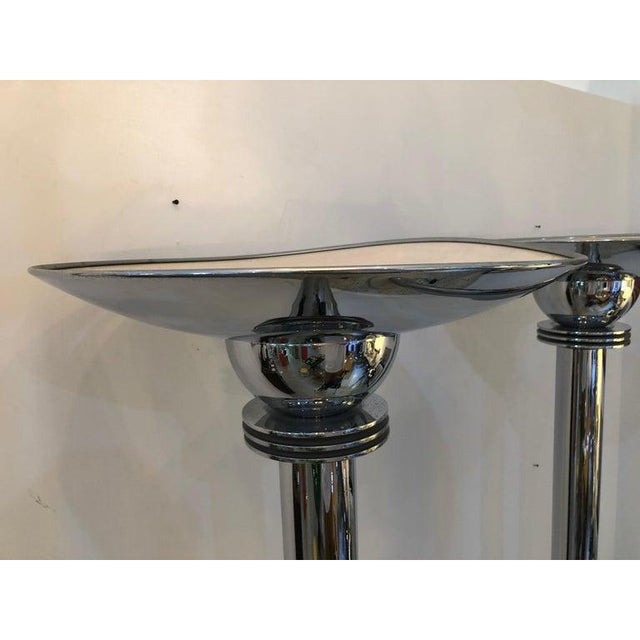 Chrome Jay Spectre Torcheres Art Deco Revival Floor Lamps For Sale - Image 8 of 12