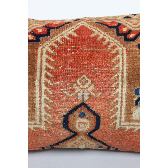 Mid 20th Century Vintage Tribal Wool Rug Pillow -Rustic Home Decor Sitting Cushion -17'' X 27'' For Sale - Image 5 of 10